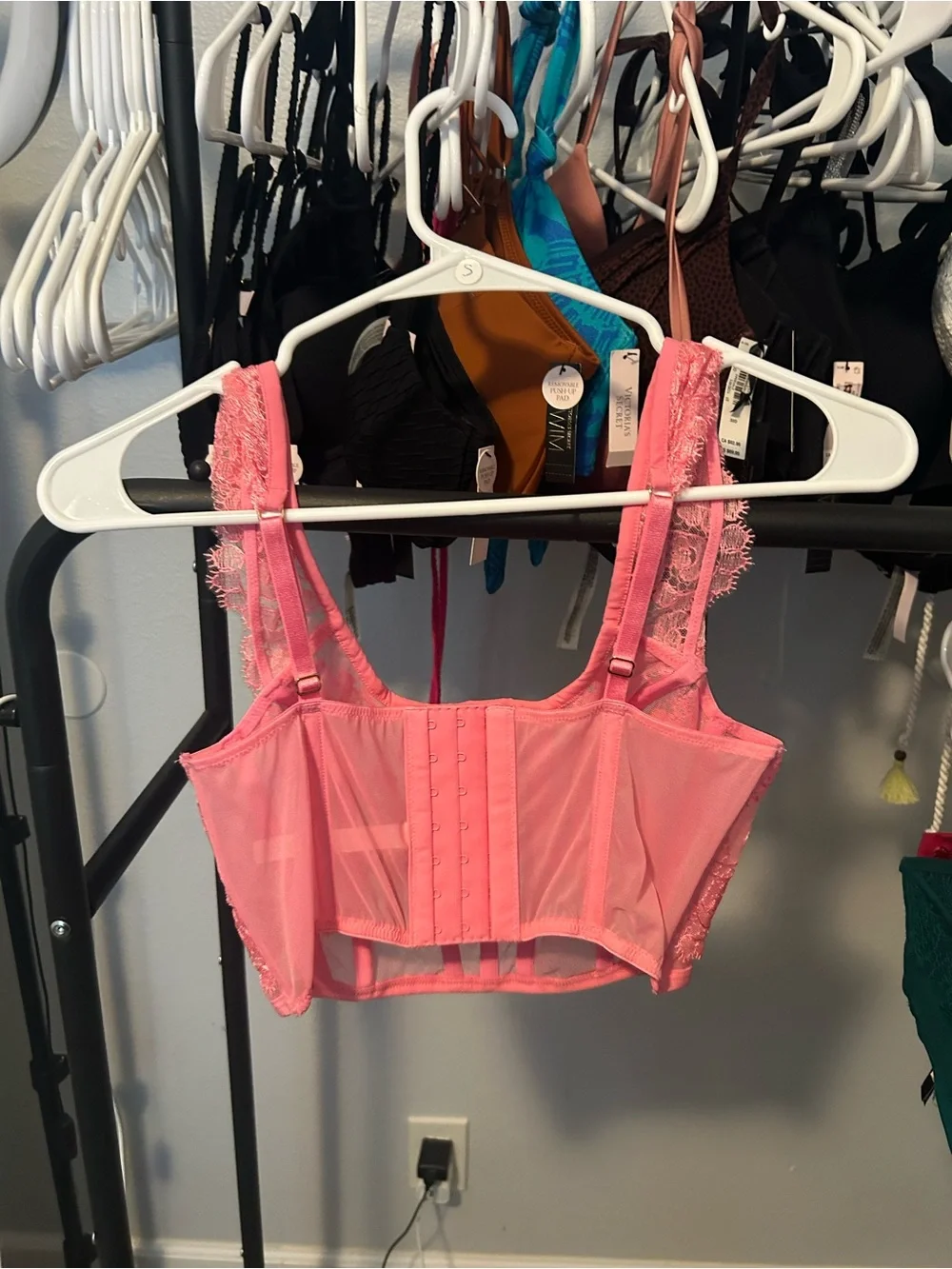 Victoria's Secret Pink Lace Bustier Crop Top